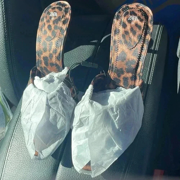 Zara Leopard Print Heeled Sandals - Size EU 37 (US 6.5-7) NWT - Picture 5 of 7